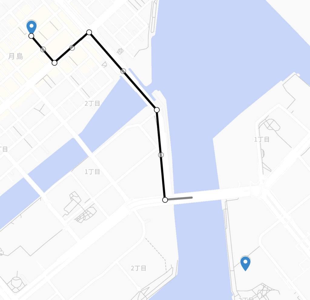 途中まで線を書いた地図